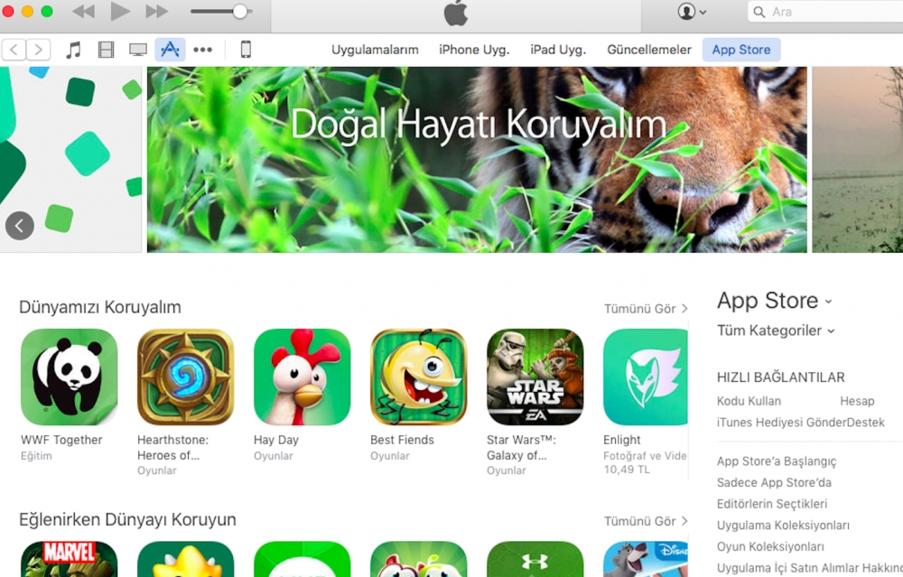 App Store’dan oyun yükle gezegeni koru