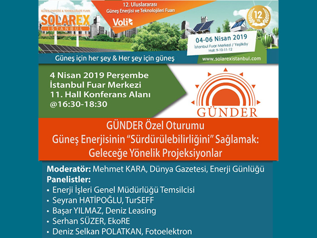 Güneş Enerjisinde sürdürülebilirlik paneli 4 Nisan’da