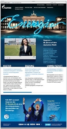 Gazprom internet sayfası Almanca!