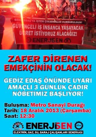 İzmir GEDİZ EDAŞ işçileri çadır nöbetinde