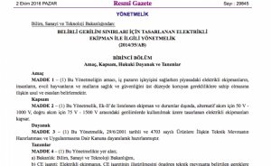 Elektrikli ekipmanlar yönetmeliği yenilendi